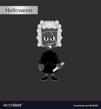 Black and white style icon of zombie woman vector image