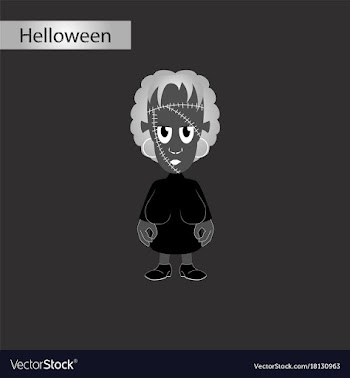Black and white style icon of zombie woman vector image