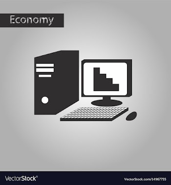 Black and white style icon office computer vector image