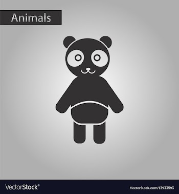 Black and white style icon panda bear vector image