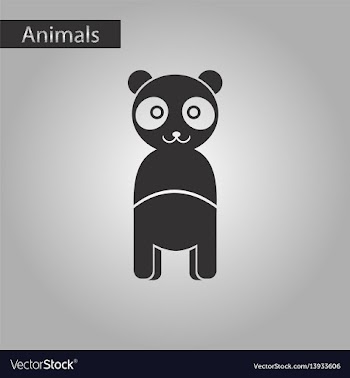 Black and white style icon panda bear vector image