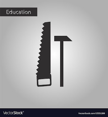 Black and white style icon saw and hammer vector image