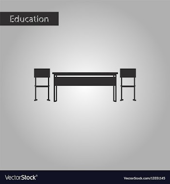 Black and white style icon school desk vector image