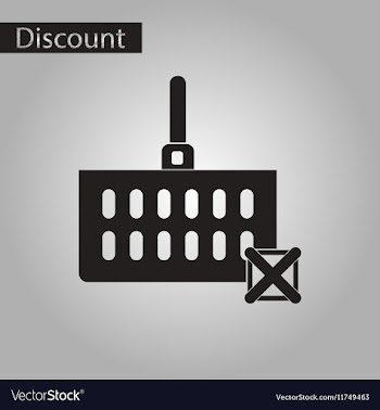 Black and white style icon Shopping cart discounts vector image