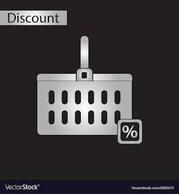 Black and white style icon shopping cart discounts vector image