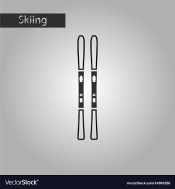 Black and white style icon ski vector image