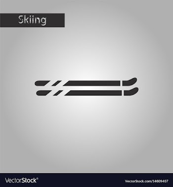 Black and white style icon ski vector image