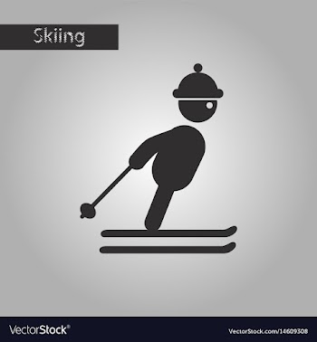 Black and white style icon skier vector image