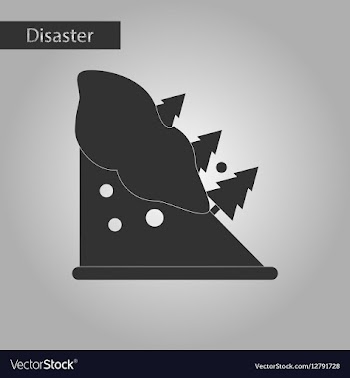 Black and white style icon snow avalanche spruce vector image