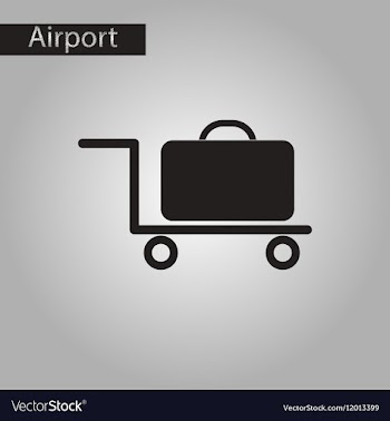 Black and white style icon suitcase on trolley vector image