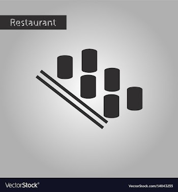 Black and white style icon sushi and sticks vector image