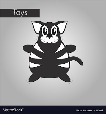 Black and white style icon toy cat vector image
