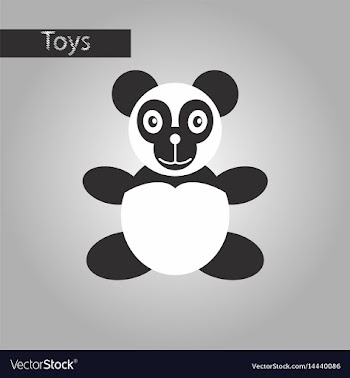Black and white style icon toy panda vector image