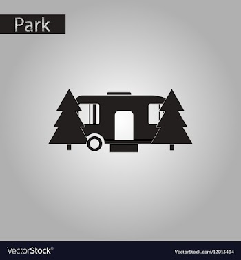 Black and white style icon trailer in forest vector image