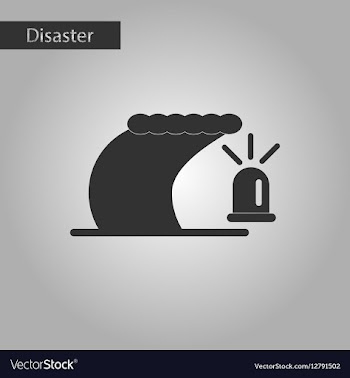Black and white style icon tsunami alarming bell vector image