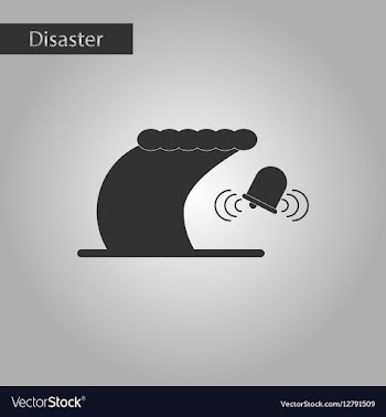 Black and white style icon tsunami alarming bell vector image