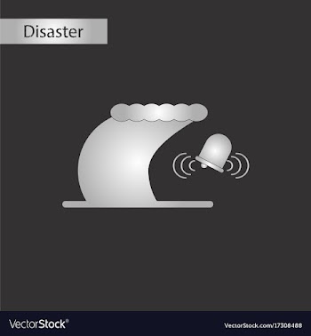 Black and white style icon tsunami alarming bell vector image