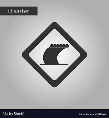 Black and white style icon tsunami sign vector image