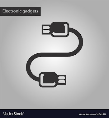 Black and white style icon usb cable vector image