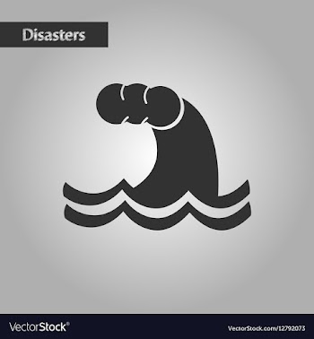 Black and white style nature tsunami danger vector image