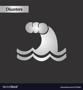 Black and white style nature tsunami danger vector image