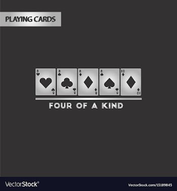 Black and white style poker four of a kind vector image