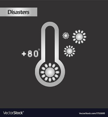 Black and white style thermometer hot weather vector image