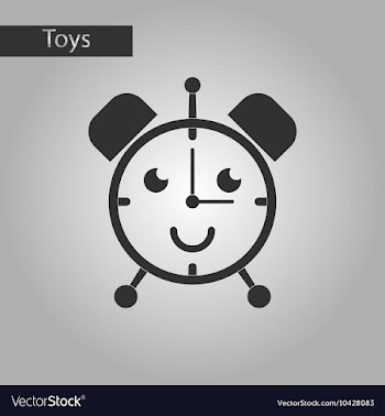 Black and white style toy alarm clock vector image