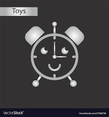 Black and white style toy alarm clock vector image