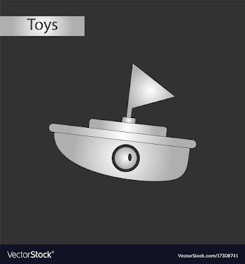 Black and white style toy boat vector image