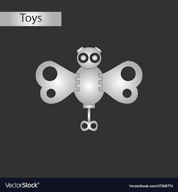 Black and white style toy butterfly vector image