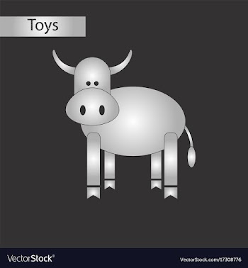 Black and white style toy cow vector image