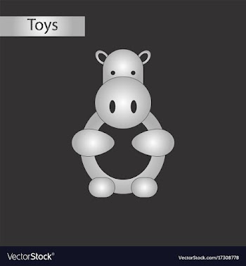 Black and white style toy hippo vector image