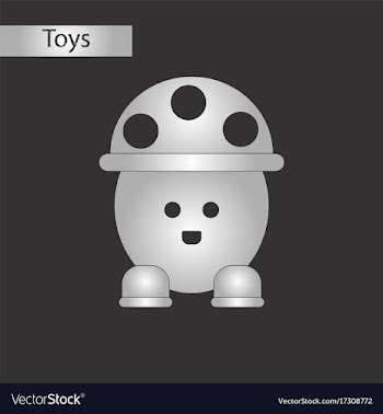 Black and white style toy mushroom vector image