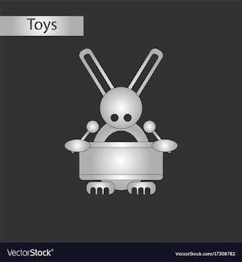 Black and white style toy rabbit drummer vector image