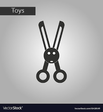 Black and white style toy scissors vector image
