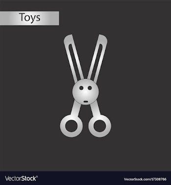 Black and white style toy scissors vector image