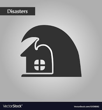 Black and white style tsunami house vector image