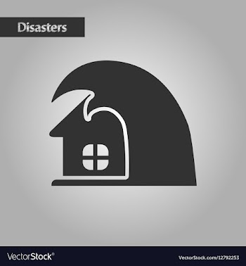 Black and white style tsunami house vector image