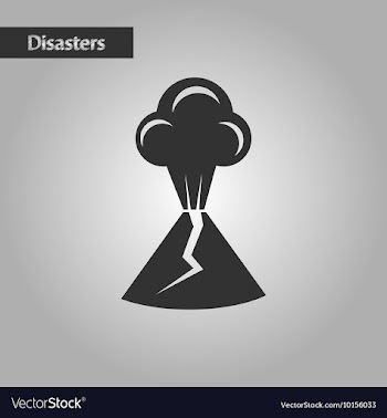 Black and white style volcano erupting vector image