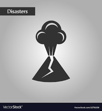 Black and white style volcano erupting vector image