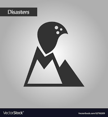 Black and white style volcano erupting vector image