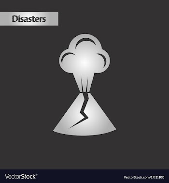 Black and white style volcano erupting vector image