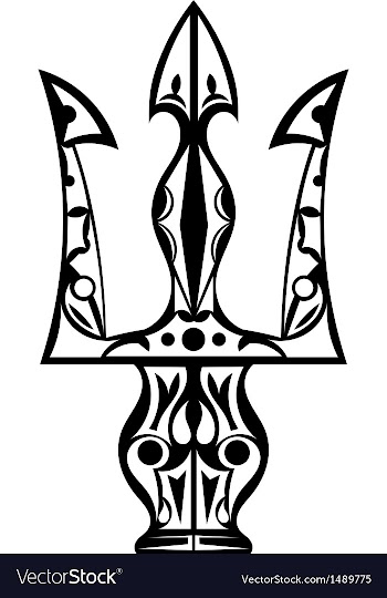 Black and white tattoo trident vector image