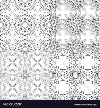  					Black and White Textile Patterns Set vector image														