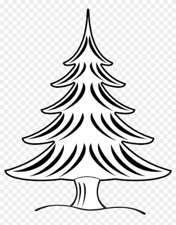 Black And White Trees Clipart - Black And White Line Drawing Pine Trees