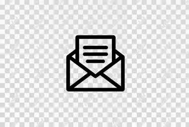 Black and White Vector Icon of Open Envelope with Letter Black and White Vector Icon of Open Envelope with Letter