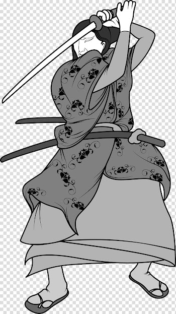 Black and white Warrior Drawing , Japanese ninja bodyguard warrior black and white transparent background PNG clipart