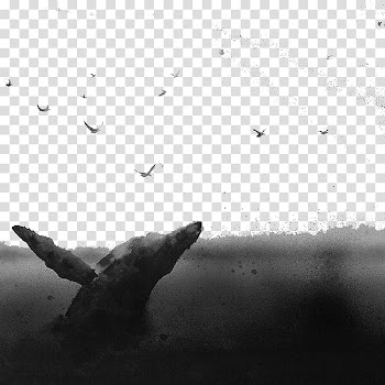 Black and white Watercolor painting Art, Hand-painted whale transparent background PNG clipart