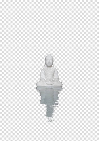 Black and white , White jade Buddha reflection of the water transparent background PNG clipart